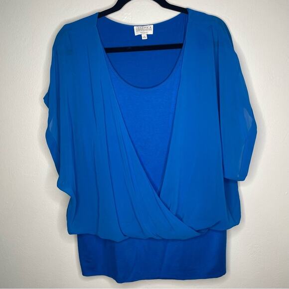 Joseph A Tops - Y2K Joseph A  Blouse SZ 1X Cobalt  Blue Women's Drape 1980’s-90’s Boho